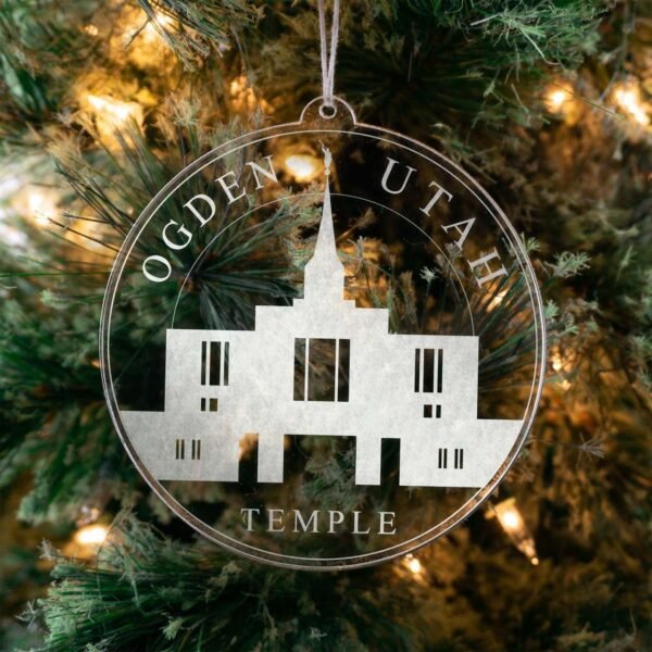 LDS Ogden Utah Temple Christmas Ornament hanging on a Tree