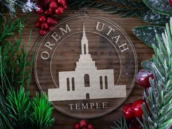 LDS Orem Utah Temple Christmas Ornament with Christmas Decorations