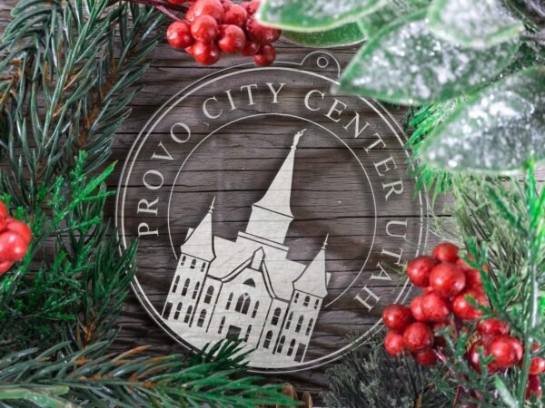 LDS Provo City Center Temple Christmas Ornament with Christmas Decorations