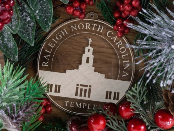 LDS Raleigh North Carolina Temple Christmas Ornament with Christmas Decorations