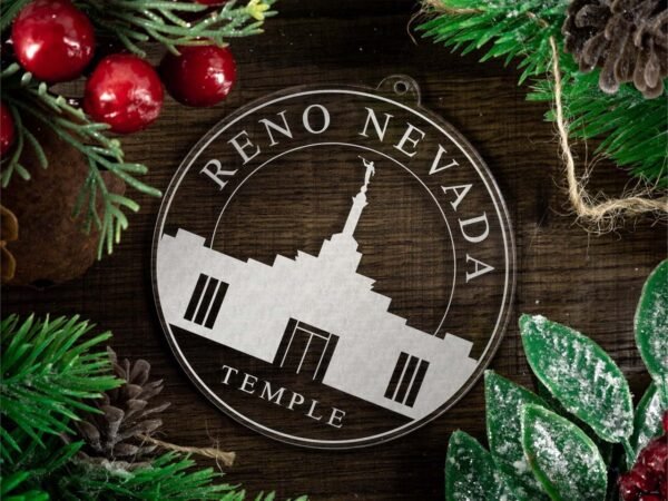 LDS Reno Nevada Temple Christmas Ornament with Christmas Decorations