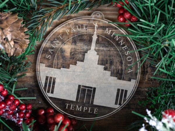 LDS Saint Paul Minnesota Temple Christmas Ornament with Christmas Decorations