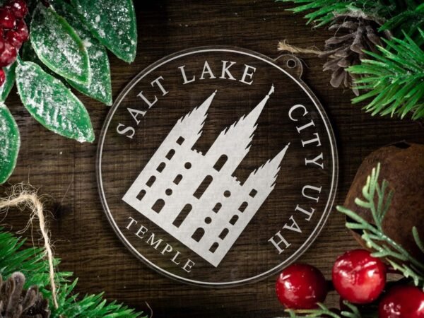 LDS Salt Lake Temple Christmas Ornament with Christmas Decorations