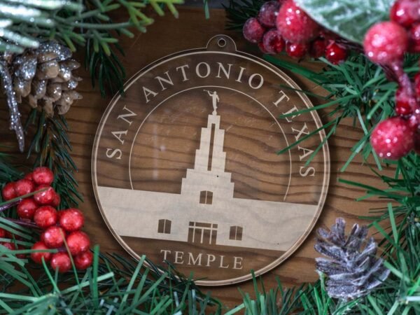 LDS San Antonio Texas Temple Christmas Ornament with Christmas Decorations