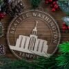 LDS Seattle Washington Temple Christmas Ornament with Christmas Decorations