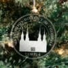 LDS Washington DC Temple Christmas Ornament hanging on a Tree