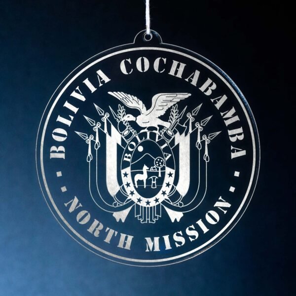 LDS Bolivia Cochabamba North Mission Christmas Ornament hanging on a Tree