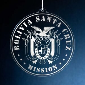 LDS Bolivia Santa Cruz Mission Christmas Ornament hanging on a Tree