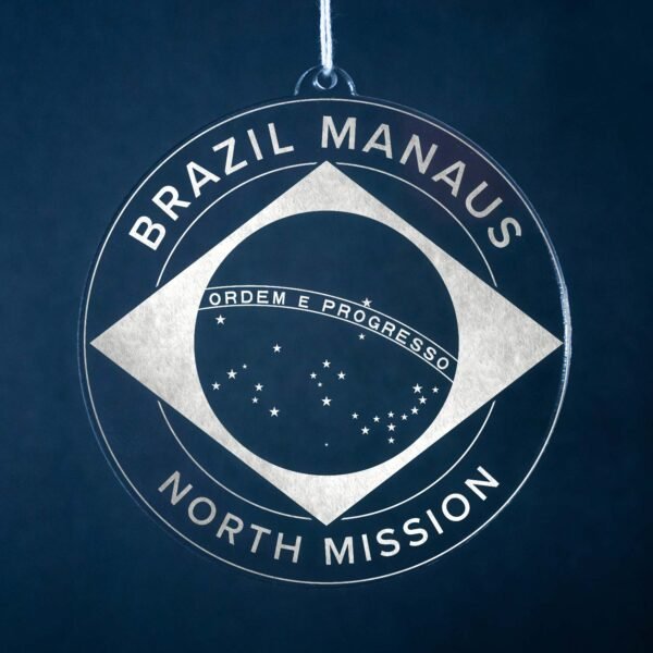 LDS Brazil Manaus North Mission Christmas Ornament hanging on a Tree