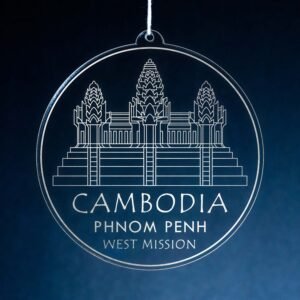 LDS Cambodia Phnom Penh West Mission Christmas Ornament hanging on a Tree