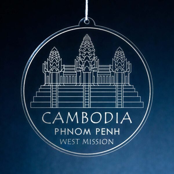 LDS Cambodia Phnom Penh West Mission Christmas Ornament hanging on a Tree