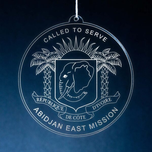 LDS Cote d'Ivoire Abidjan East Mission Christmas Ornament hanging on a Tree