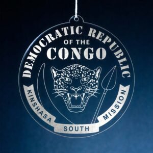 LDS Democratic Republic of the Congo Kinshasa South Mission Christmas Ornament hanging on a Tree