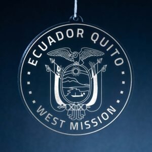 LDS Ecuador Quito West Mission Christmas Ornament hanging on a Tree