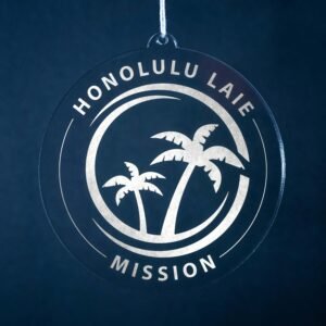 LDS Hawaii Laie Mission Christmas Ornament hanging on a Tree