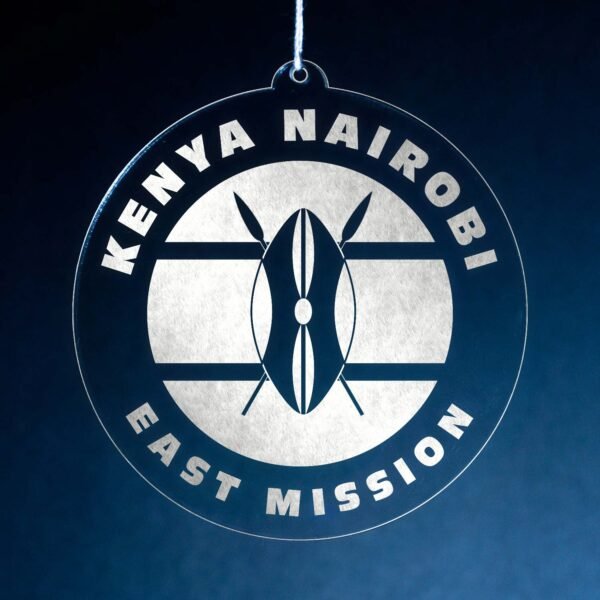 LDS Kenya Nairobi East Mission Christmas Ornament hanging on a Tree