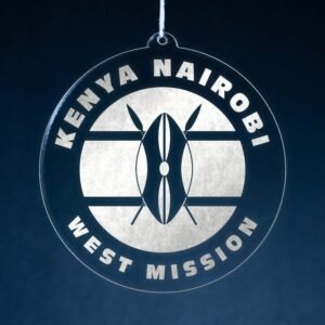 LDS Kenya Nairobi West Mission Christmas Ornament hanging on a Tree