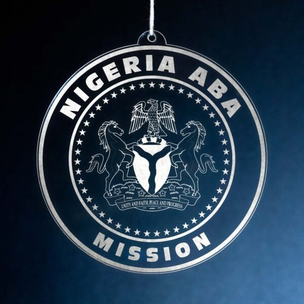 LDS Nigeria Aba Mission Christmas Ornament hanging on a Tree