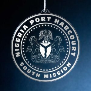 LDS Nigeria Port Harcourt South Mission Christmas Ornament hanging on a Tree