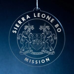 LDS Sierra Leone Bo Mission Christmas Ornament hanging on a Tree