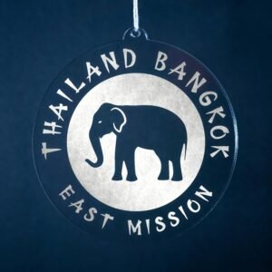 LDS Thailand Bangkok East Mission Christmas Ornament hanging on a Tree