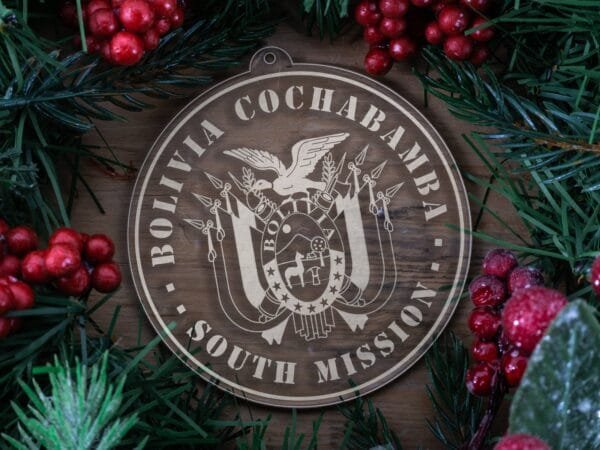 LDS Bolivia Cochabamba South Mission Christmas Ornament with Christmas Decorations