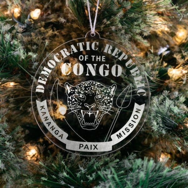 LDS Democratic Republic of the Congo Kananga Mission Christmas Ornament hanging on a Tree
