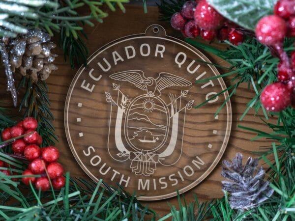 LDS Ecuador Quito South Mission Christmas Ornament with Christmas Decorations
