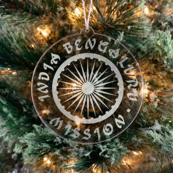 LDS India Bengaluru Mission Christmas Ornament hanging on a Tree