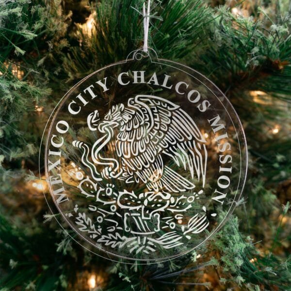 LDS Mexico Mexico City Chalcos Mission Christmas Ornament hanging on a Tree
