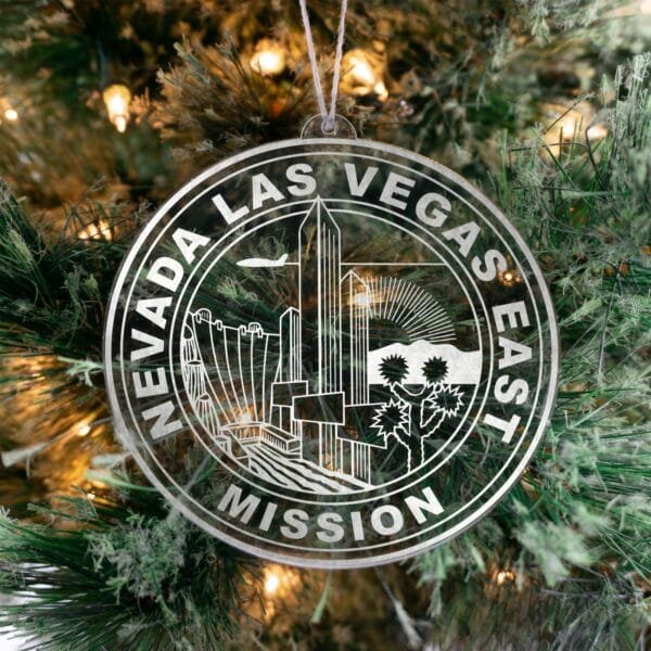 LDS Nevada Las Vegas East Mission Christmas Ornament hanging on a Tree