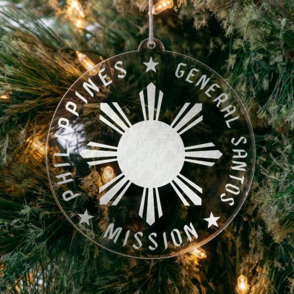LDS Philippines General Santos Mission Christmas Ornament hanging on a Tree