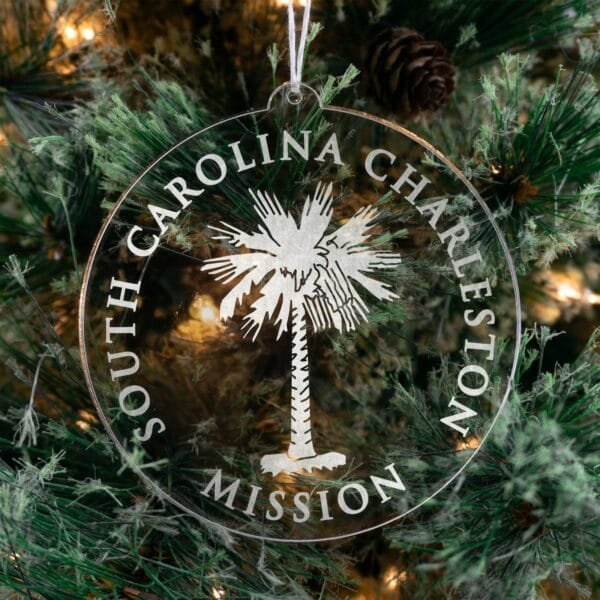 LDS South Carolina Charleston Mission Christmas Ornament hanging on a Tree