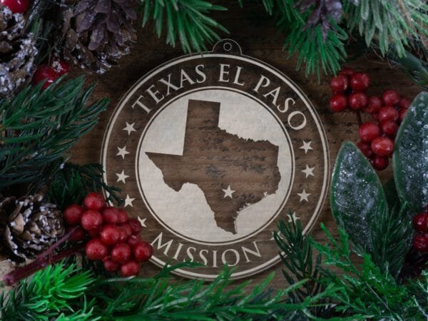 LDS Texas El Paso Mission Christmas Ornament with Christmas Decorations