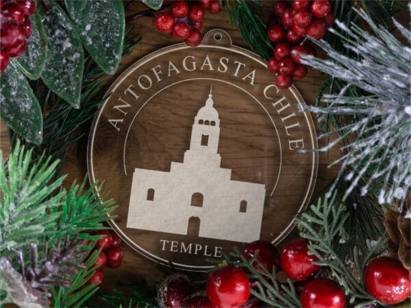 LDS Antofagasta Chile Temple Christmas Ornament with Christmas Decorations