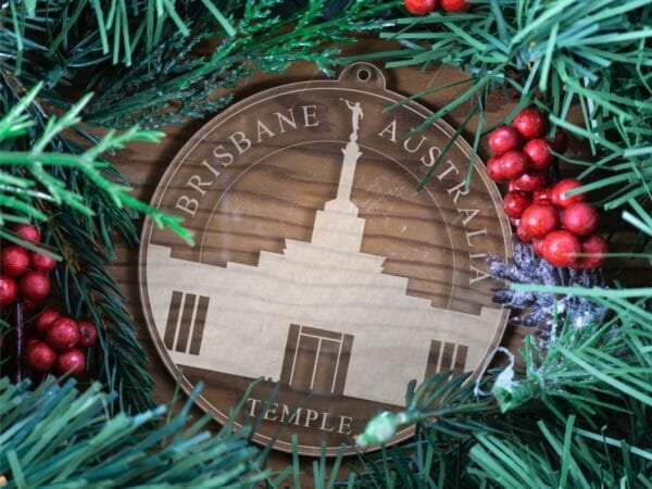 LDS Brisbane Australia Temple Christmas Ornament with Christmas Decorations