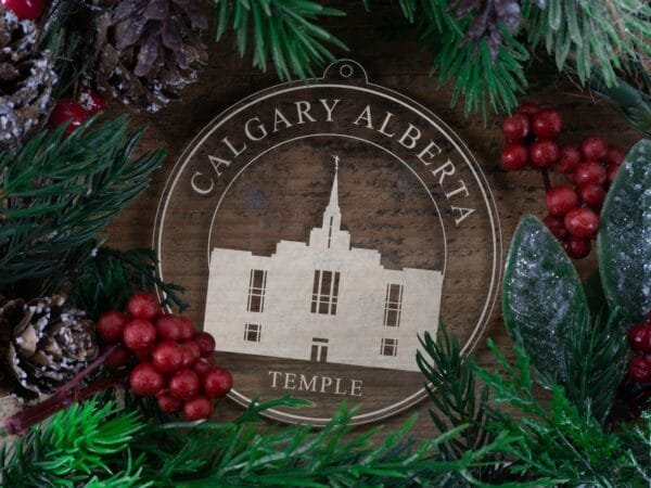 LDS Calgary Alberta Temple Christmas Ornament with Christmas Decorations