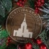 LDS Curitiba Brazil Temple Christmas Ornament with Christmas Decorations