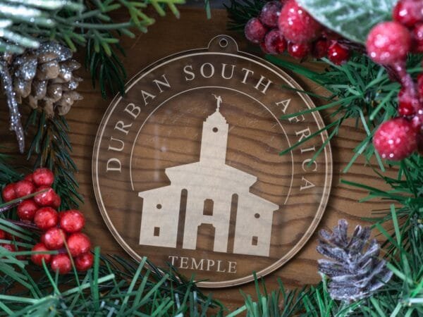 LDS Durban South Africa Temple Christmas Ornament with Christmas Decorations