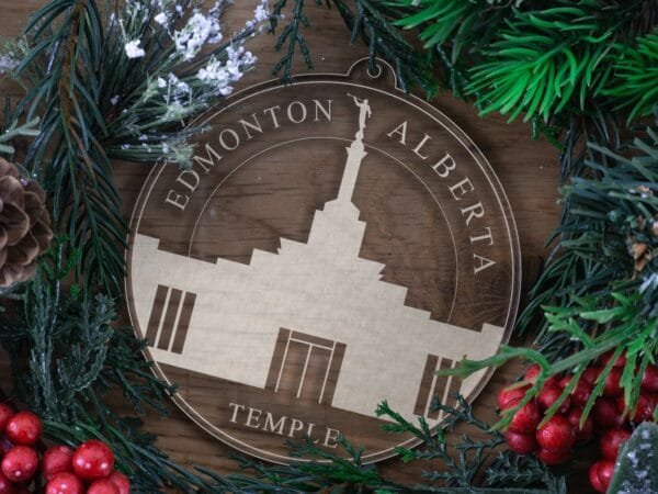 LDS Edmonton Alberta Temple Christmas Ornament with Christmas Decorations