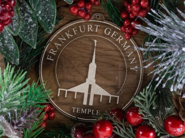 LDS Frankfurt Germany Temple Christmas Ornament with Christmas Decorations