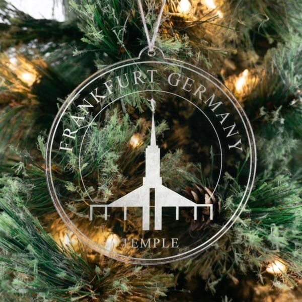 LDS Frankfurt Germany Temple Christmas Ornament hanging on a Tree