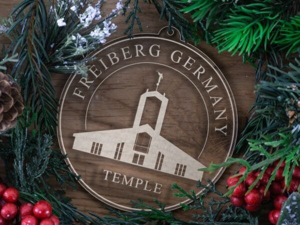LDS Freiberg Germany Temple Christmas Ornament with Christmas Decorations