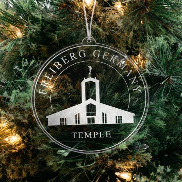 LDS Freiberg Germany Temple Christmas Ornament hanging on a Tree