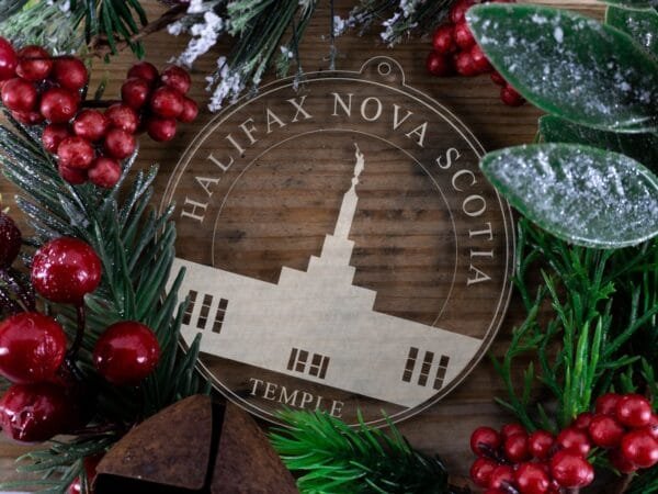 LDS Halifax Nova Scotia Temple Christmas Ornament with Christmas Decorations