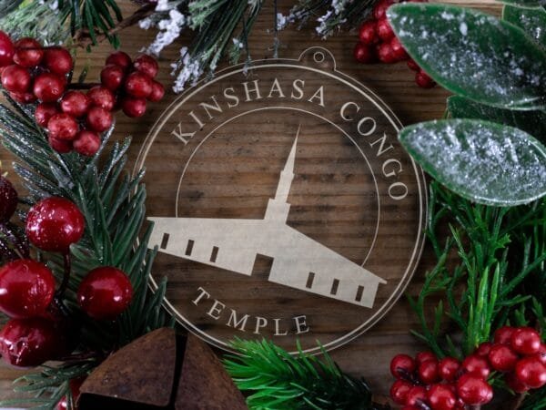 LDS Kinshasa Democratic Republic of the Congo Temple Christmas Ornament with Christmas Decorations