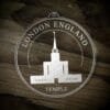 LDS London England Temple Christmas Ornament laying on a Wooden Background