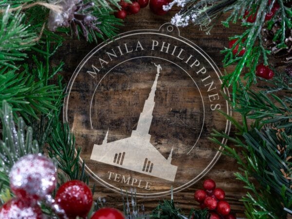 LDS Manila Philippines Temple Christmas Ornament with Christmas Decorations