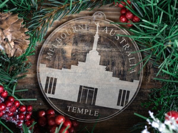LDS Melbourne Australia Temple Christmas Ornament with Christmas Decorations