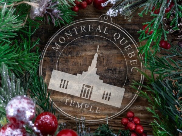 LDS Montreal Quebec Temple Christmas Ornament with Christmas Decorations